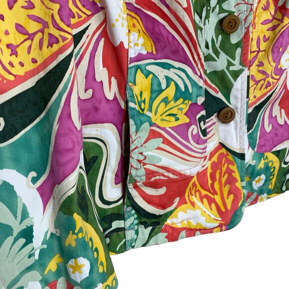 Coldwater Creek Jacket Womens L Petite Floral Artsy Y2K Vibrant Blazer Pockets - Picture 15 of 16